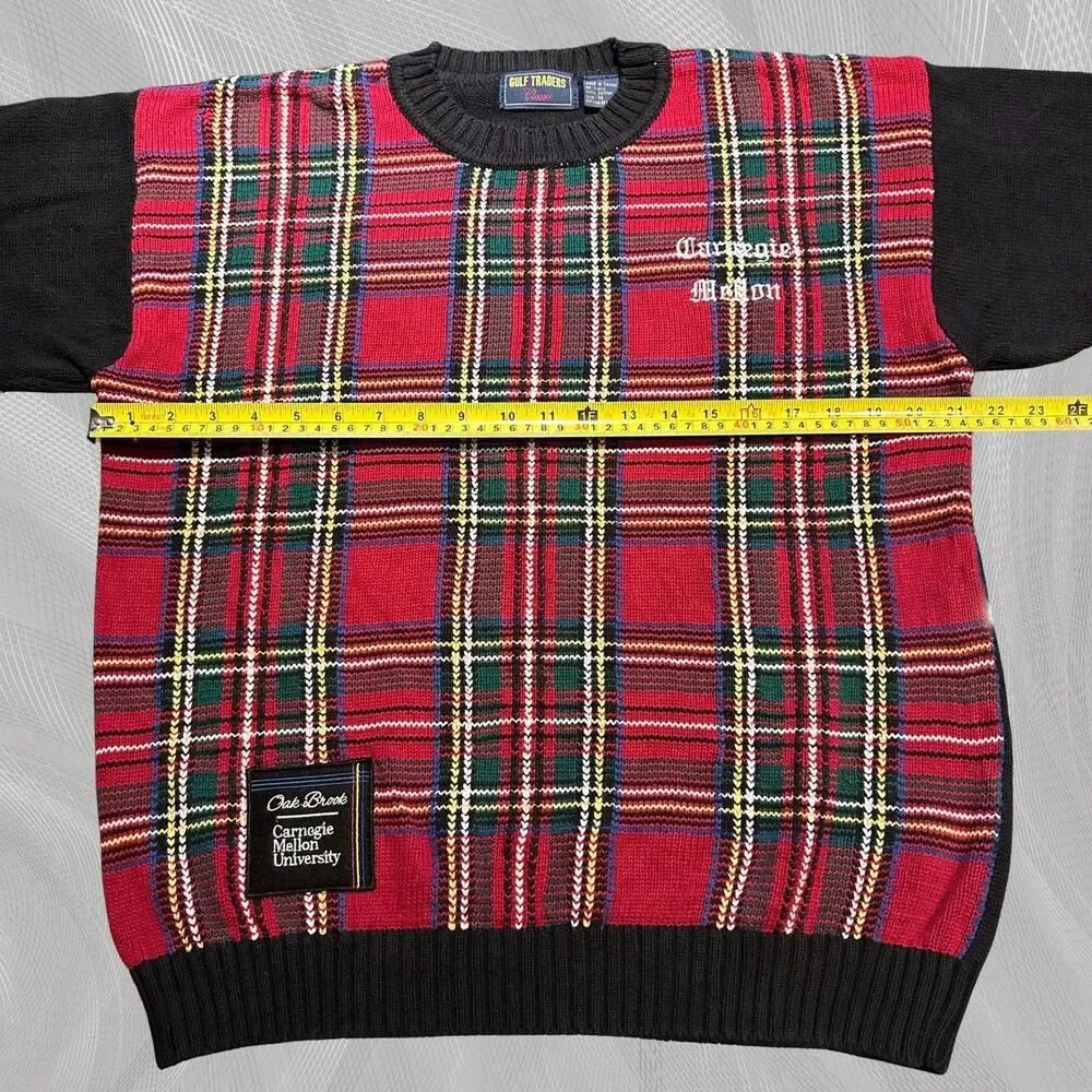 Oak Brook x Carnegie Mellon University Upcycled Tartan Plaid Sweater Size Medium